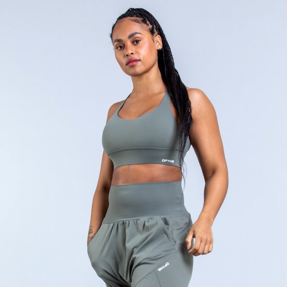 DFYNE Origin Medium-Support Sports Bra Moss Green | 8961032-QJ