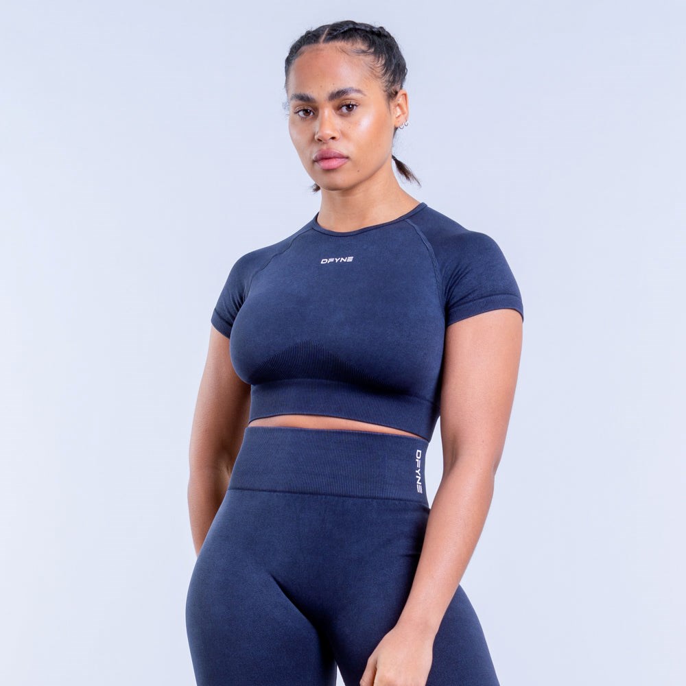 DFYNE Valkyrie Acid Wash Crop Top Charcoal | 0783961-HM