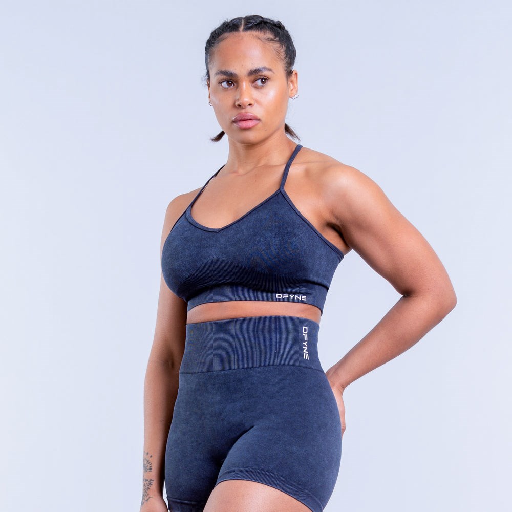 DFYNE Valkyrie Acid Wash Sports Bra Charcoal | 6079124-SL