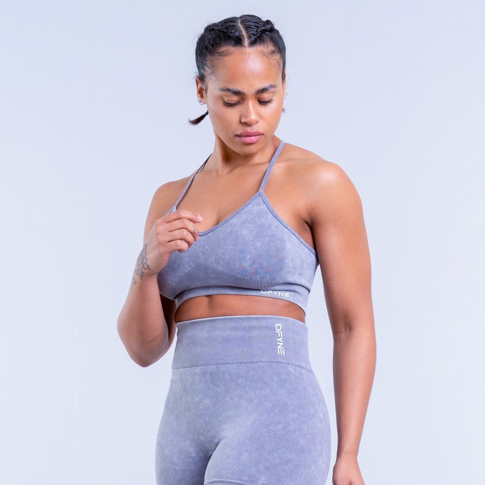 DFYNE Valkyrie Acid Wash Sports Bra Grey Mist | 0483527-SL